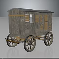 Vintage Wooden Carriage With Rustic Design Large Wheels And Shuttered Windows