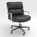 Modern Black Leather Single Chair With Armrests And Wheeled Base Design