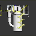 Industrial Equipment System Featuring Tower Pipes Platforms And Storage Tanks