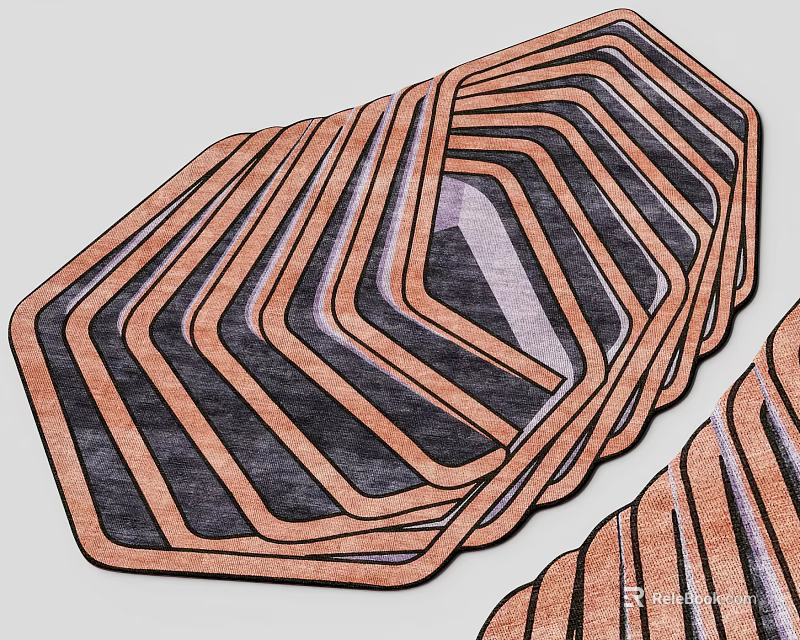 Stylish Geometric Patterned Rug with Diagonal Stripes Brown Black Tones Modern Home Decor 3d model 