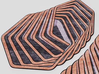 Stylish Geometric Patterned Rug with Diagonal Stripes Brown Black Tones Modern Home Decor 3d model