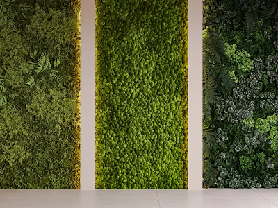 Vibrant Indoor Green Living Wall Design With Varied Plant Foliage And Textures 3d model