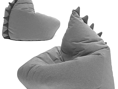 Gray Dinosaur Shaped Bean Bag Chair With Soft Fabric For Comfortable Seating 3d model
