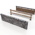 Stone Brick Wall And Wooden Railing Design With Lattice Panel