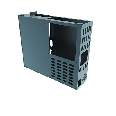 Gray Computer Case with Ventilation Holes and External Ports Design Structure 3d model