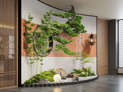 New Chinese Style Indoor Landscape Landscaping Landscape Setches Indoor Landscape Indoor Landscape Bryophytes Plant Pile model