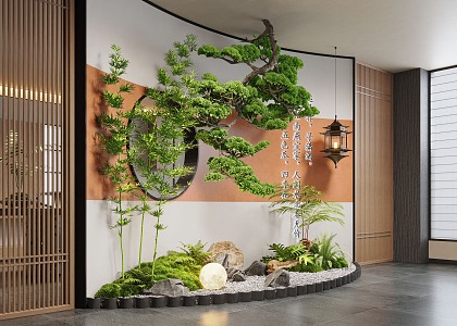 New Chinese Style Indoor Landscape Landscaping Landscape Setches Indoor Landscape Indoor Landscape Bryophytes Plant Pile 3d model