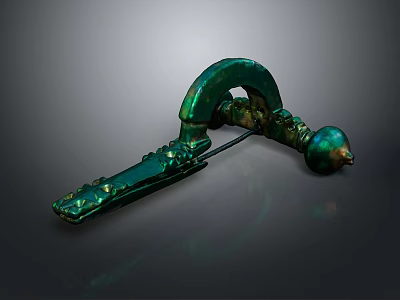 Green Curved Shiny Household Item With Decorative Details And Smooth Surface 3d model