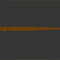 Orange Block Mechanical Game Character With Long Body And Horizontal Supports On Gray Background
