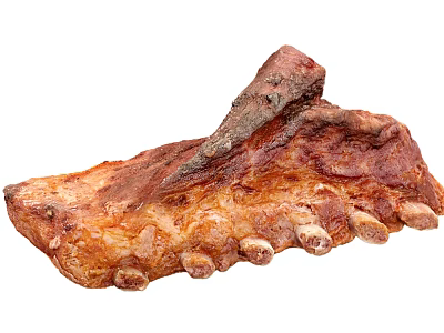 Juicy Roasted Ribs With Golden Brown Crispy Exterior And Tender Meat 3d model