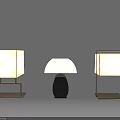 Three Modern Table Lamps With Different Shade Shapes And Metal Frames Design 3d model