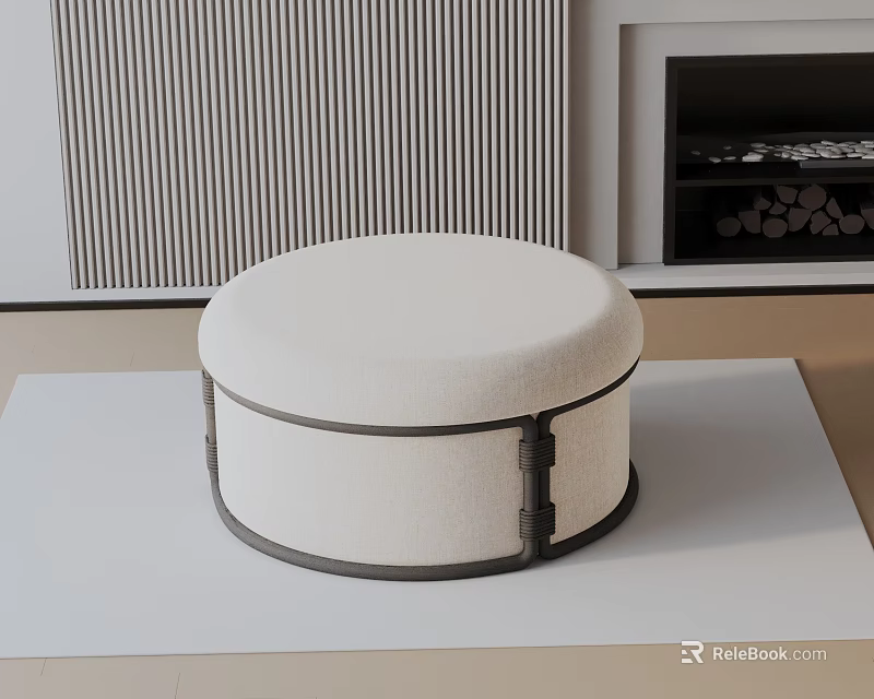 Round Leisure Chair With White Cushioned Seat And Sturdy Metal Frame In Modern Minimalist Interior 3d model 