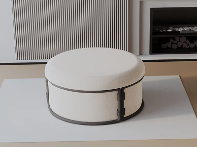 Round Leisure Chair With White Cushioned Seat And Sturdy Metal Frame In Modern Minimalist Interior 3d model