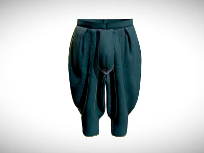 Dark Colored Loose Fit Harem Pants with Pleated Design and Comfortable Fit 3d model
