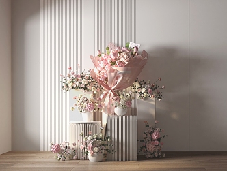 Modern floral combination 3d model