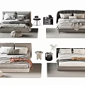Modern Double Bed Designs With Bedside Tables Pillows And Decorative Blankets 3d model
