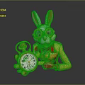 Rabbit Character With Glasses Golden Coat Red Gloves And Golden Pocket Watch