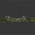 Detailed Medieval Fortress Model With Stone Walls Corner Towers And Central Courtyard