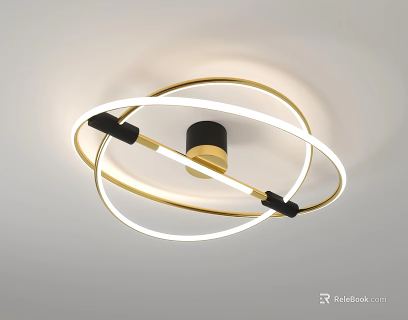 Modern Gold and White Circular Ring Ceiling Light with Sleek Contemporary Design 3d model