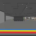 Modern Fitness Center Reception Area With Colorful Stripes And Storage Lockers