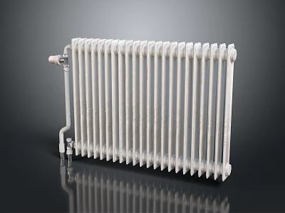 White Electric Radiator for Home Heating with Multiple Fins and Energy Efficient Design 3d model