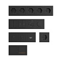 Black Electrical Socket And Switch Panels With Multiple Sockets USB Ports And Controls 3d model
