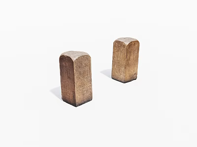 Two Brown Handcrafted Textured Wooden Blocks On White Background 3d model