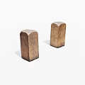 Two Brown Handcrafted Textured Wooden Blocks On White Background 3d model