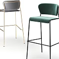 Modern Upholstered Bar Stools With Gray Green Seats And Gold Black Frames 3d model