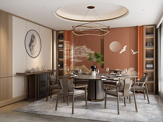 Dining Room Box Single Room Round Table and Chair 3d model