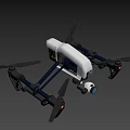 Fighter Jet 3D Model Featuring White Top Black Structure Camera And Red Square Logo
