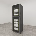 Modern Black Upright Double Door Kitchen Appliance With Shelves For Tableware Storage 3d model