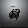 Green Mesh Construction Cart With Handle And Wheels For Building Site Material Transport