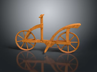 Handcrafted Wooden Bicycle Sculpture With Intricate Design For Home Decoration 3d model
