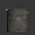Rusty Vintage Metal Bucket With Two Handles Central Metal Rod And Bottom Valve