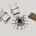 Folding Outdoor Chairs With Fire Pit Campfire And Stacked Firewood Setup
