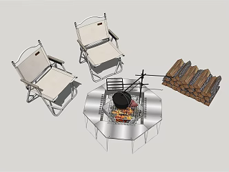 Modern Outdoor Chair Outdoor Barbecue Seat 3d model