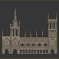 Gothic Cathedral Model With Tall Spires Towers And Arched Architectural Details