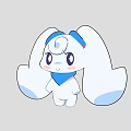 Cute White Cartoon Character With Big Blue Ears Head Decoration And Scarf