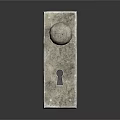 Vintage Metal Door Knob on Rectangular Plate with Keyhole and Screws