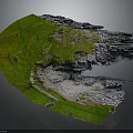 Architectural Terrain Model Featuring Lush Green Grass and Rocky Landscape Elements