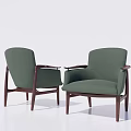 Green Upholstered Single Sofa with Wooden Arms Legs and Modern Design