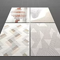 Modern Square Rugs With Geometric Patterns Striped Designs And Neutral Tones 3d model