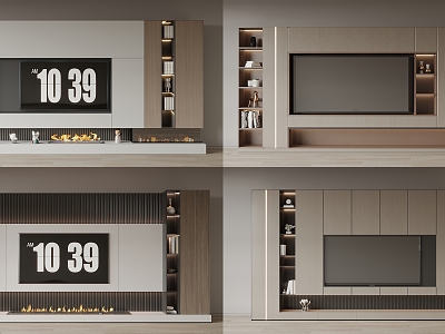 Modern TV background cabinet TV background wall model