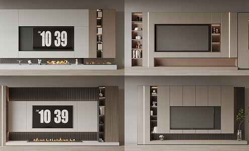 Modern TV background cabinet TV background wall 3d model