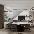Modern Living and Dining Room Interior With Sofa Coffee Table And Wooden Cabinets