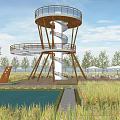 Rural Paddy Field Ecological Viewing Platform Revolving Stair Watchtower Overlooking Tower Pastoral Art Landscape Platform Viewing Sightseeing Platform Sightseeing Tower Corridor Nongjiale Research 3d model
