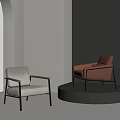 Light Gray And Brown Single Sofa With Metal Frame In Modern Interior Setting 3d model