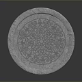 Round Dining Table with Intricate Patterned Tabletop and Elegant Carved Wooden Legs 3d model