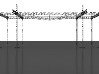 Heavy Duty Industrial Equipment Metal Frame Structure with Multiple Support Columns 3d model